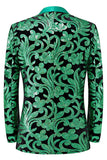 2 Piece Green Jacquard Shawl Lapel Men's Homecoming Suits