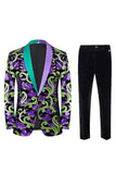 2 Piece Green Jacquard Shawl Lapel Men's Homecoming Suits