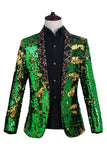 Sparkly Shawl Lapel Purple And Blue Men's Homecoming Blazer With Sequins