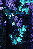 Sparkly Shawl Lapel Purple And Blue Men's Homecoming Blazer With Sequins