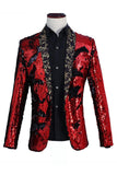 Sparkly Shawl Lapel Purple And Blue Men's Homecoming Blazer With Sequins