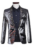 Sparkly Shawl Lapel Purple And Blue Men's Homecoming Blazer With Sequins