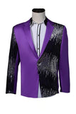 Notched Lapel Sequins Men's Purple Homecoming Blazer