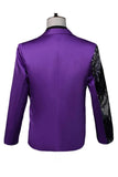 Notched Lapel Sequins Men's Purple Homecoming Blazer
