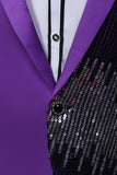 Notched Lapel Sequins Men's Purple Homecoming Blazer