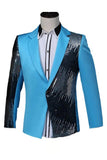 Notched Lapel Sequins Men's Purple Homecoming Blazer
