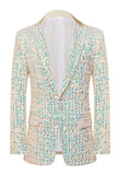 Sparkly Champagne Notched Lapel 2 Piece Men's Homecoming Suits With Sequins