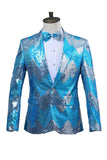 Sparkly Green Sequins Men's Peak Lapel Homecoming Blazer
