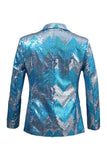 Sparkly Green Sequins Men's Peak Lapel Homecoming Blazer