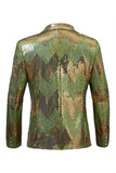 Sparkly Green Sequins Men's Peak Lapel Homecoming Blazer