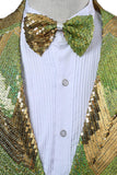 Sparkly Green Sequins Men's Peak Lapel Homecoming Blazer