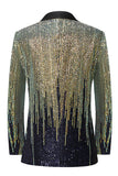 Men's Blue Notched Lapel Single Breasted Homecoming Blazer With Sequins