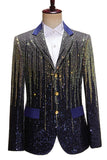 Men's Blue Notched Lapel Single Breasted Homecoming Blazer With Sequins