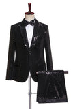 Black Sequins 2 Piece Peak Lapel Men's Homecoming Suits
