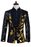 Sparkly Silver And Golden Shawl Lapel Men's Homecoming Blazer With Sequins