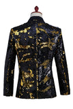 Sparkly Silver And Golden Shawl Lapel Men's Homecoming Blazer With Sequins