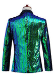 Sparkly Silver And Golden Shawl Lapel Men's Homecoming Blazer With Sequins