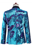 Sparkly Silver And Golden Shawl Lapel Men's Homecoming Blazer With Sequins