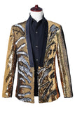 Sparkly Silver And Golden Shawl Lapel Men's Homecoming Blazer With Sequins