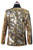 Sparkly Silver And Golden Shawl Lapel Men's Homecoming Blazer With Sequins