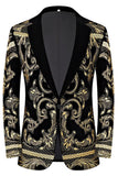 Men's Golden Jacquard 2 Piece Notched Lapel Homecoming Suits