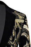 Men's Golden Jacquard 2 Piece Notched Lapel Homecoming Suits