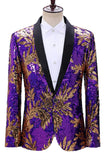 Saprkly Green And Blue Sequins Shawl Lapel Men's Homecoming Blazer