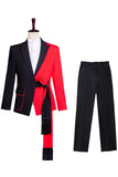 2 Piece Black And Red Men's Peak Lapel Homecoming Suits
