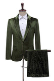 2 Piece Green Notched Lapel Men's Homecoming Suits