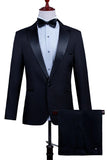 2 Piece Black Men's Peak Lapel Single Breasted Homecoming Suits