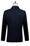 2 Piece Black Men's Peak Lapel Single Breasted Homecoming Suits
