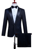 2 Piece Black Men's Peak Lapel Single Breasted Homecoming Suits