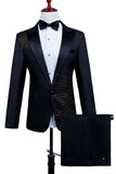 2 Piece Black Men's Peak Lapel Single Breasted Homecoming Suits