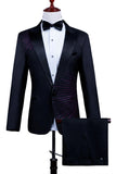 2 Piece Black Men's Peak Lapel Single Breasted Homecoming Suits