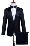 2 Piece Black Men's Peak Lapel Single Breasted Homecoming Suits