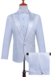 2 Piece Black Men's Peak Lapel Single Breasted Homecoming Suits