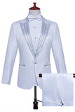 2 Piece White Men's Peak Lapel Single Breasted Homecoming Suits