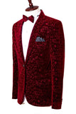 Notched Lapel Jacquard Men's Red Homecoming Blazer