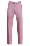 Men's Pink Plaid Notched Lapel 3 Piece Homecoming Suits