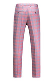 Men's Pink Plaid Notched Lapel 3 Piece Homecoming Suits