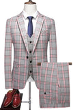 Notched Lapel 3 Piece Single Breasted Grayish Purple Plaid Men's Homecoming Suits