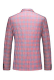Pink Plaid Peak Lapel 2 Piece Slim Fit Men's Homecoming Suits