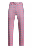 Pink Plaid Peak Lapel 2 Piece Slim Fit Men's Homecoming Suits