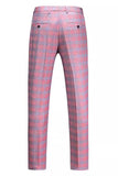 Pink Plaid Peak Lapel 2 Piece Slim Fit Men's Homecoming Suits