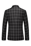 Black Peak Lapel 3 Piece Slim Fit Plaid Men's Homecoming Suits