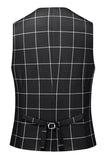 Black Peak Lapel 3 Piece Slim Fit Plaid Men's Homecoming Suits
