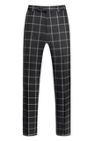 Black Peak Lapel 3 Piece Slim Fit Plaid Men's Homecoming Suits