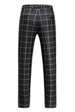 Black Peak Lapel 3 Piece Slim Fit Plaid Men's Homecoming Suits