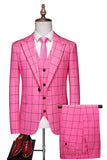 Red Peak Lapel 3 Piece Single Breasted Slim Fit Men's Homecoming Suits