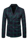 Shawl Lapel Plaid Men's Navy Homecoming Blazer
